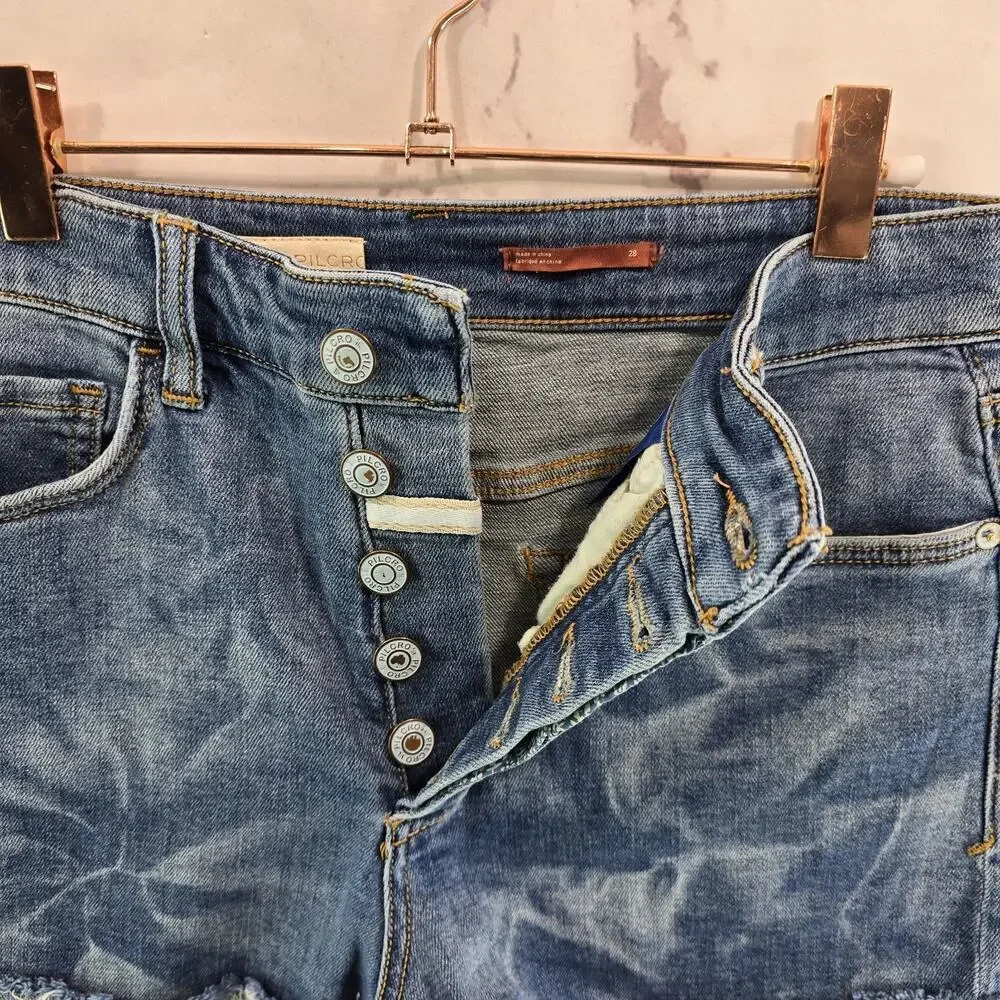 Anthropologie Shorts Womens 28 High Rise Denim Jean Pilcro Cuffed Tie Dye - Picture 10 of 14